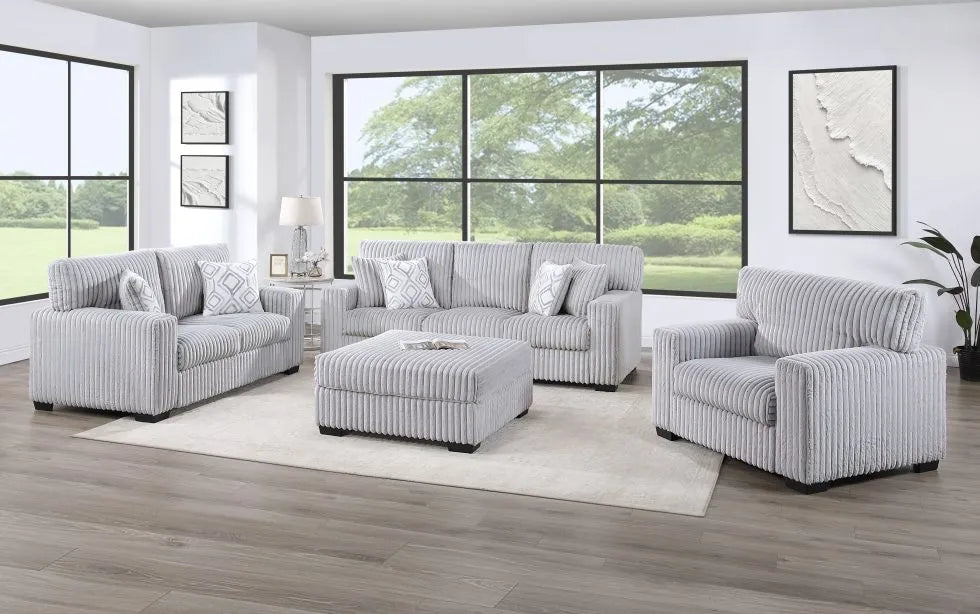 SKU 1553 -Light Gray Sofa/Loveseat/Chair SET