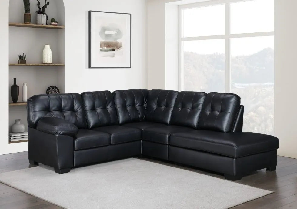 SKU 3790 - 4-Piece Black Sectional