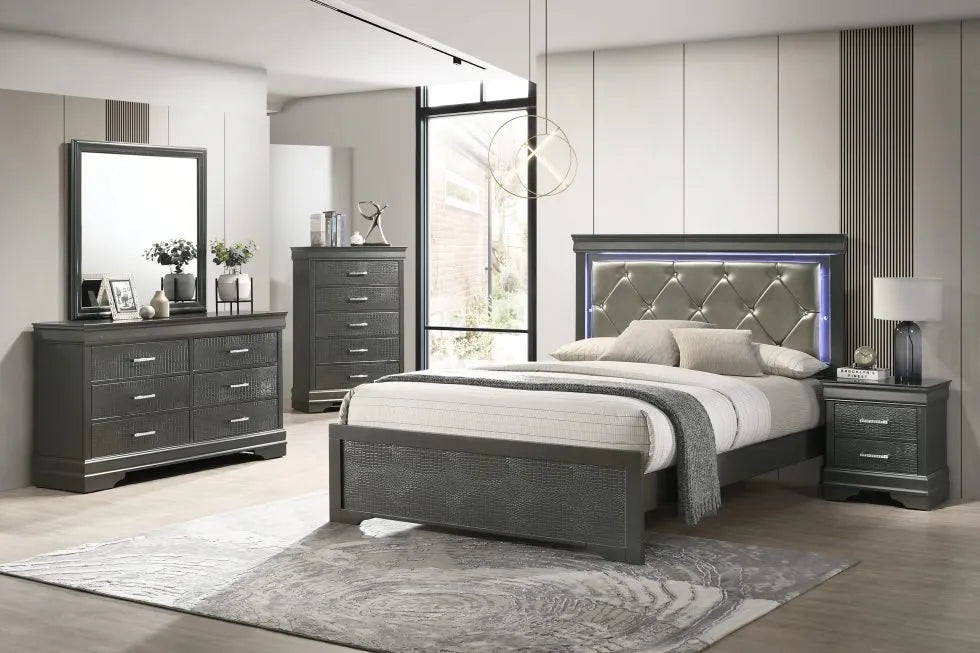 SKU B3749 - Grey LED Bedroom Set