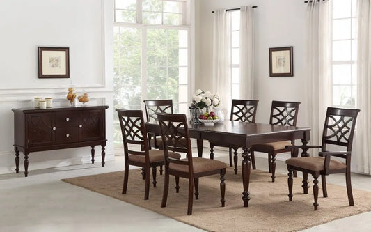 SKU D502 - Dark Pecan Finish Dining Set
