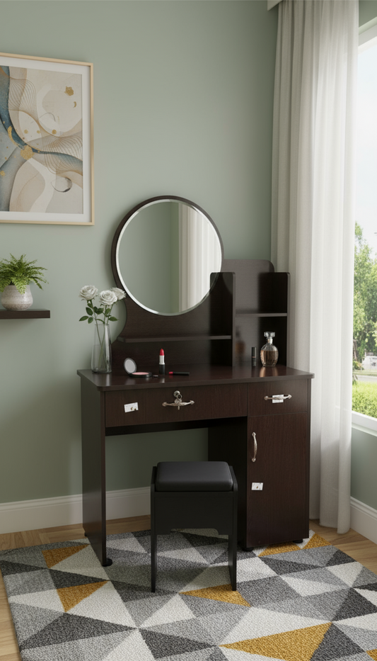 Dressing Table set - Round Mirror