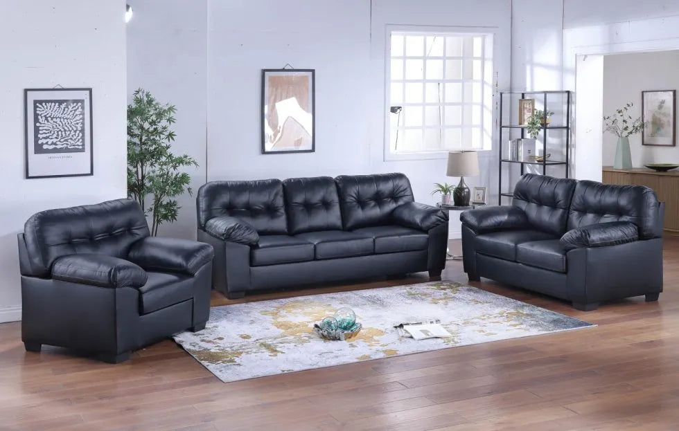 SKU 1430 - BLACK Sofa/Loveseat/Chair SET