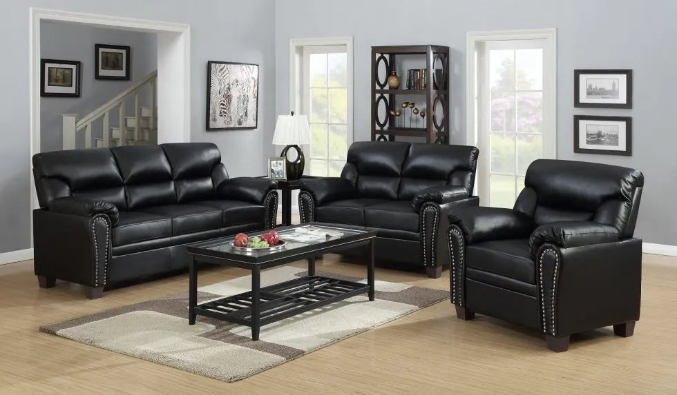SKU 1450 - BLACK Sofa/Loveseat/Chair SET