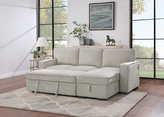 SKU 3431 - Cream Reversible Pop-Up Sleeper Sectional