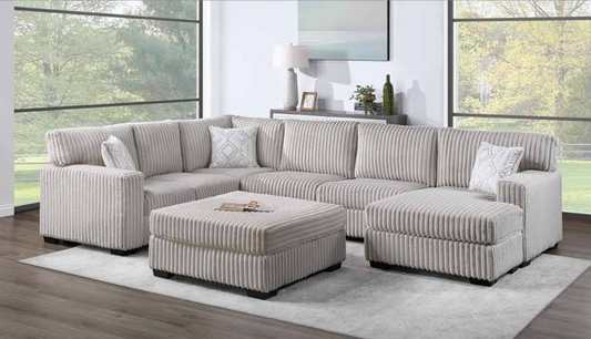 SKU 3652 - Taupe 4-Piece Sectional
