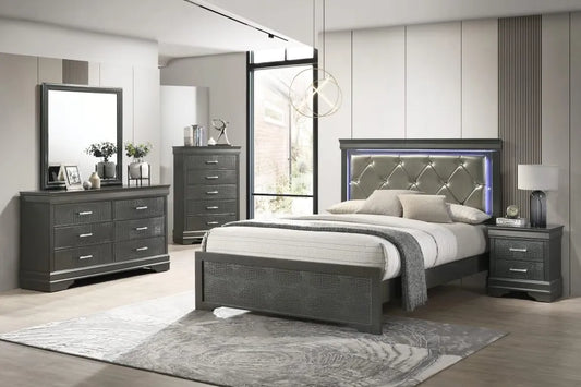 SKU B3749 - Grey LED Bedroom Set