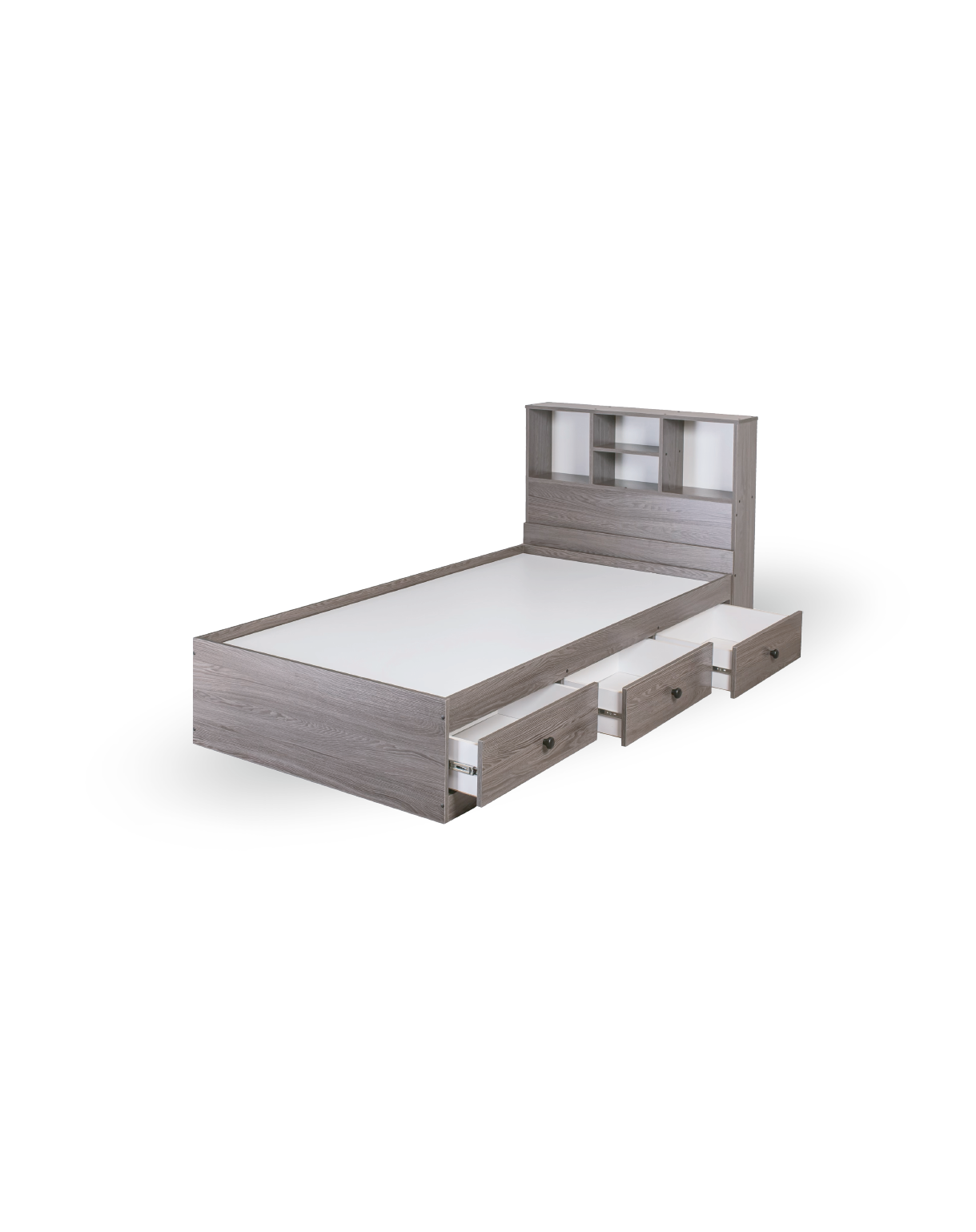 Twin Size Captain Bed with Bookcase Headboard