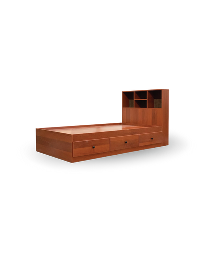 Twin Size Captain Bed with Bookcase Headboard
