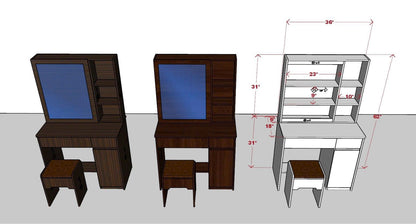 Dressing Table set - Rectangle Mirror