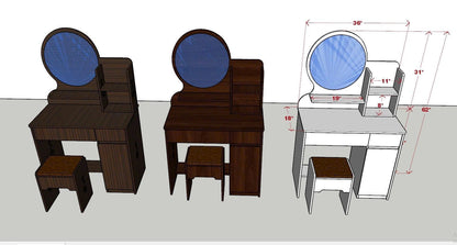 Dressing Table set - Round Mirror