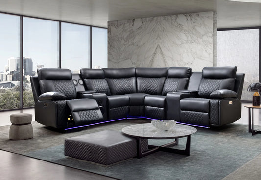 SKU 673 - Leather Sectional