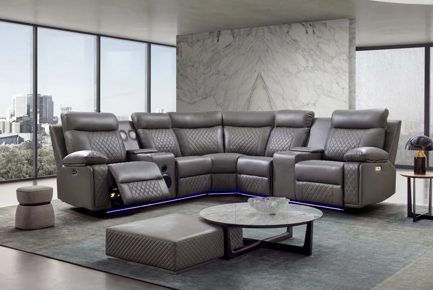SKU 673 - Leather Sectional