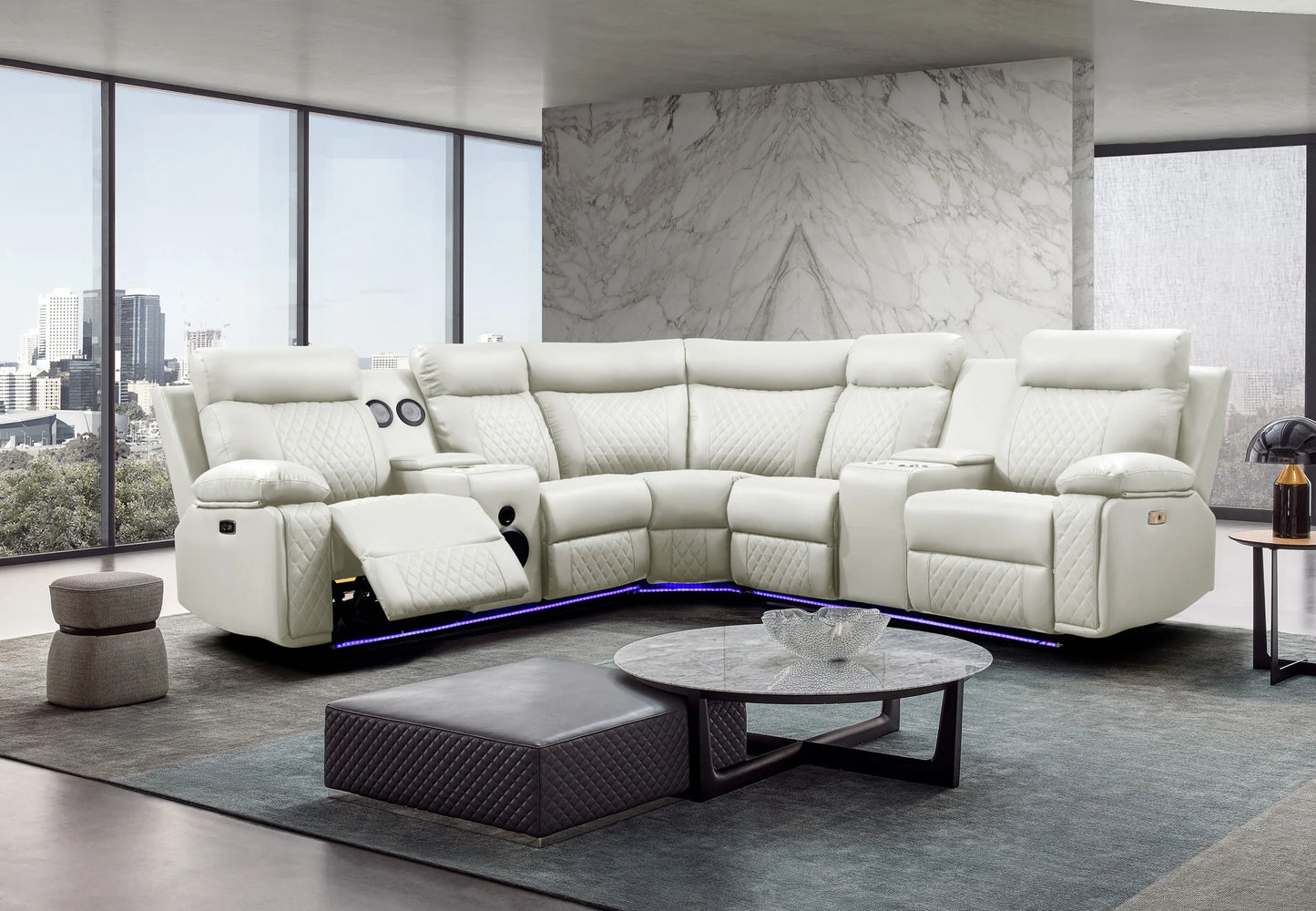 SKU 673 - Leather Sectional