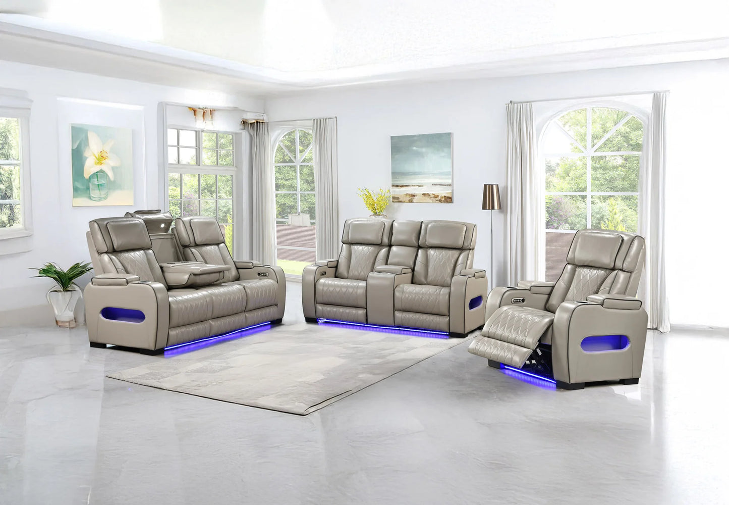 SKU L3525- Leather Motion Recliner LED Sofa/ Loveseat
