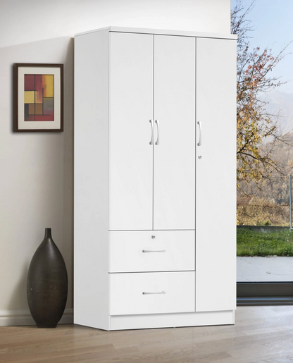 MDF Wood Closet - 3 Doors 2 Drawers