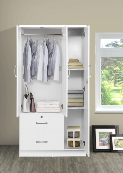 MDF Wood Closet - 3 Doors 2 Drawers