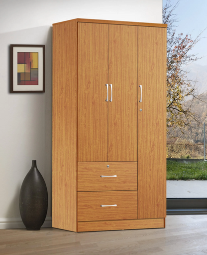 MDF Wood Closet - 3 Doors 2 Drawers