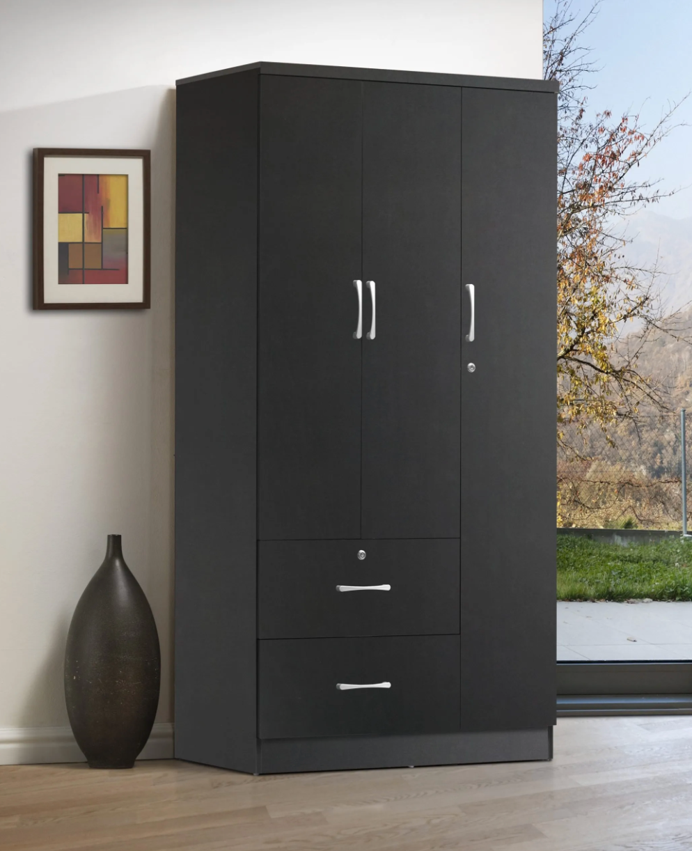 MDF Wood Closet - 3 Doors 2 Drawers