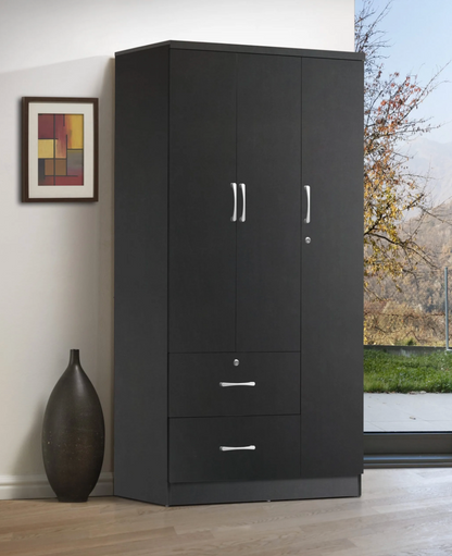 MDF Wood Closet - 3 Doors 2 Drawers