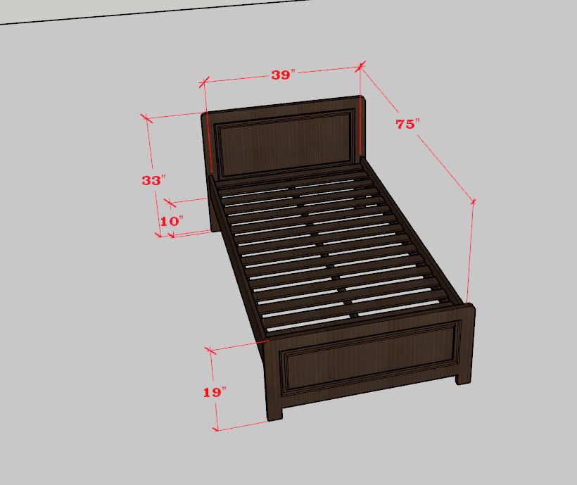 Wooden Bed - Twin Size